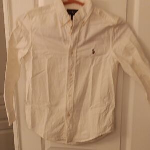 Cream Button-Up Shirt with Embroidered Logo